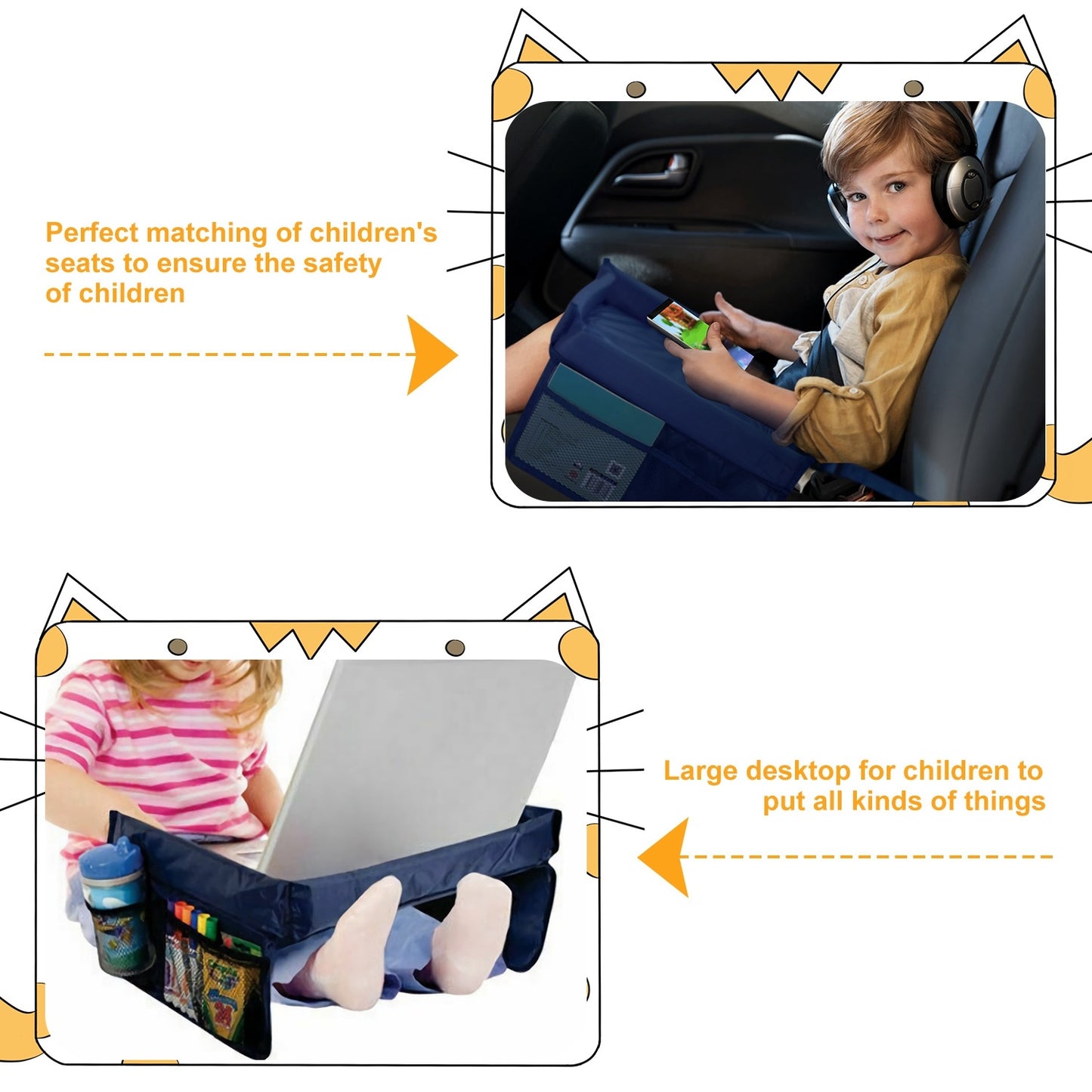 Kids Waterproof Car Seat Safety Travel Tray