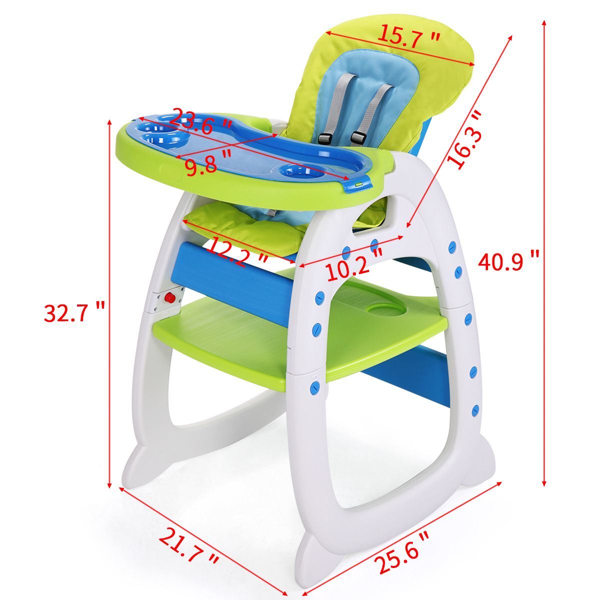 Multipurpose Adjustable Highchair, w/ Feeding Tray and 5-Point Safety Buckle XH