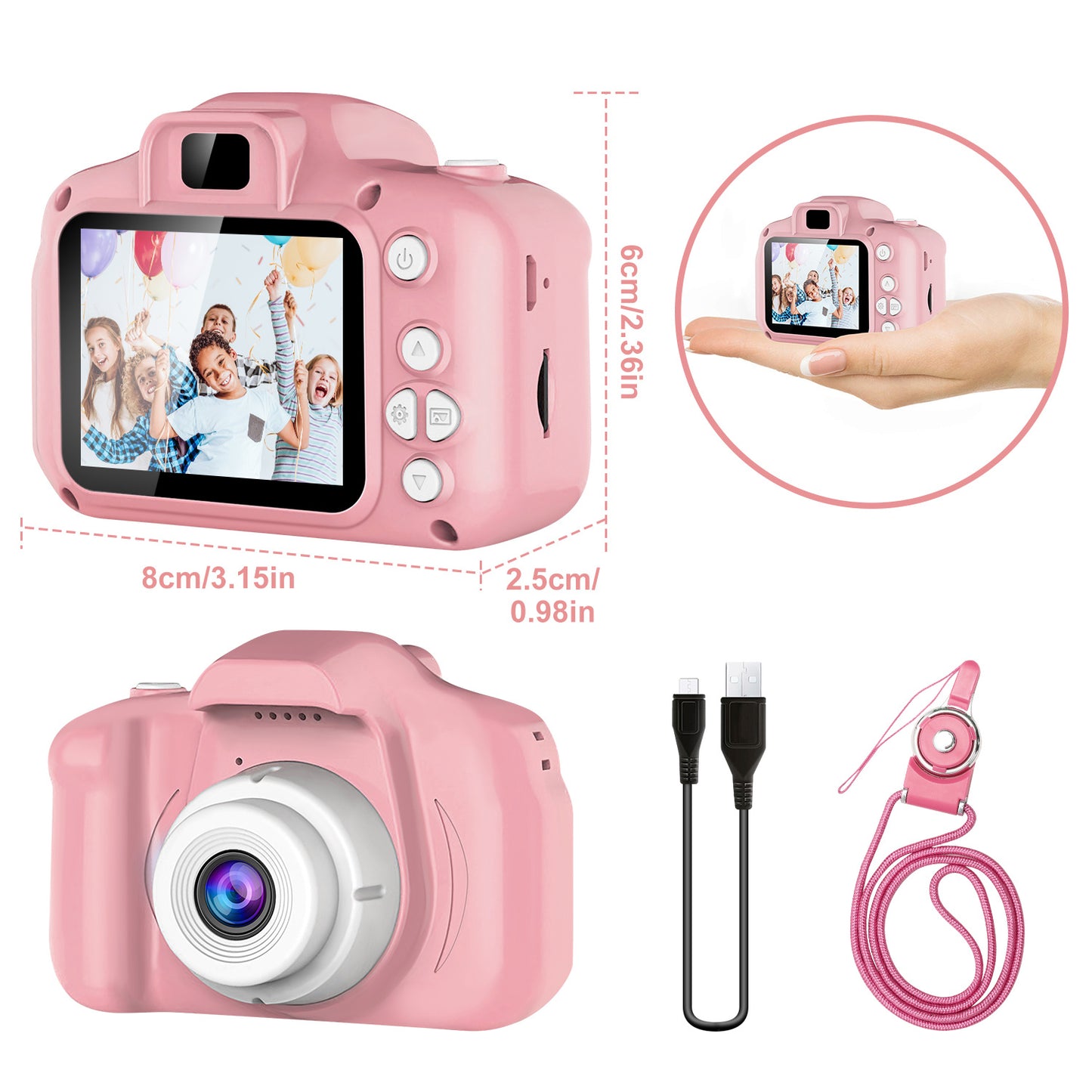 Kids Digital Camera w/ 2.0' Screen 12MP 1080P FHD Video Camera 4X Digital Zoom