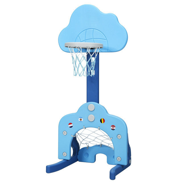 3-in-1 Kids Adjustable Basketball Hoop Set with Balls