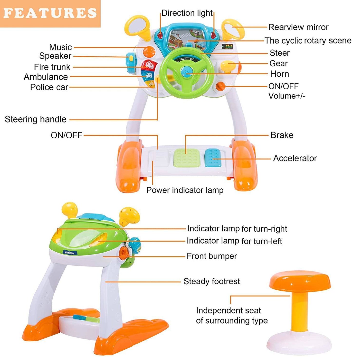 Kids Driving Simulate Steering Wheel Ride