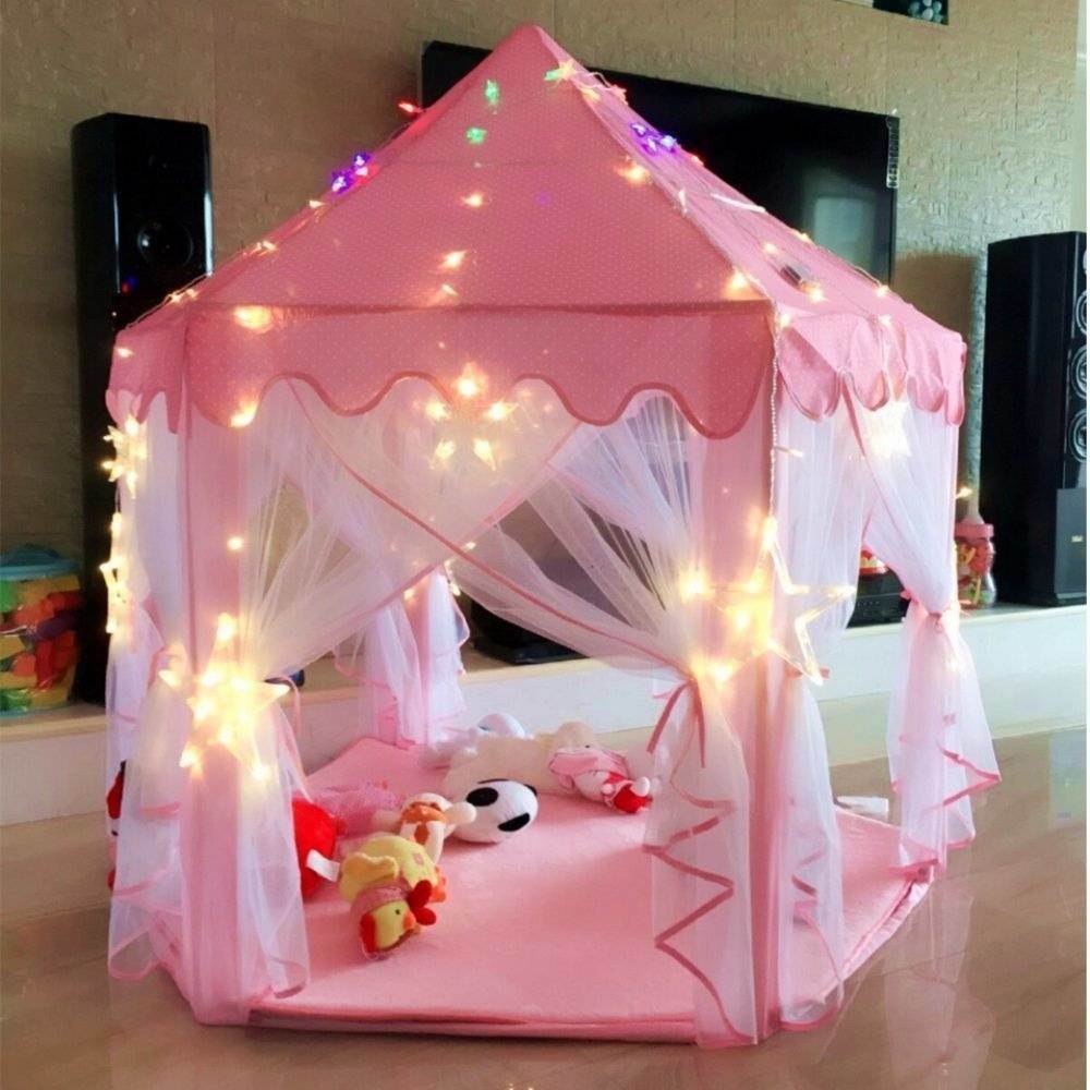 Outdoor/ Indoor Portable Folding Princess Castle Tent (LED Star Lights)