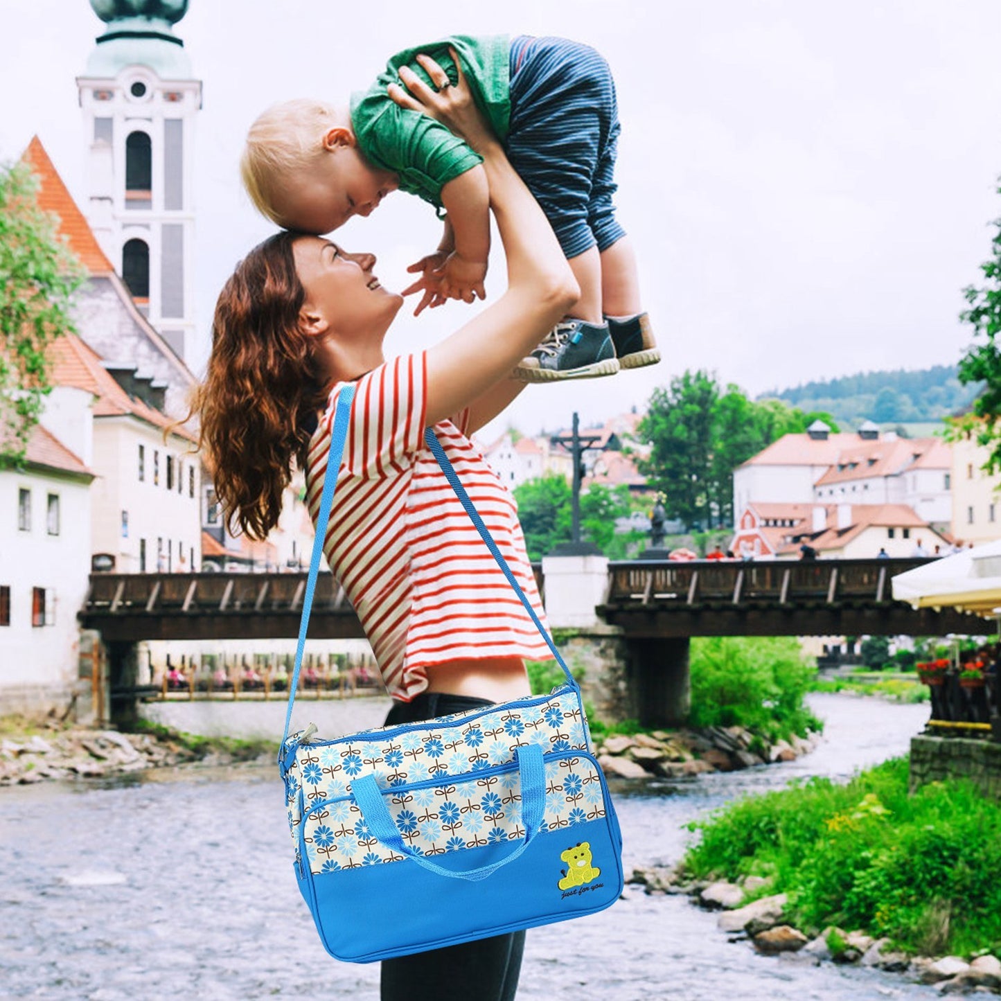 5PCS Baby Diaper Bags Set w/ Nappy Changing Pad & Insulated Pockets