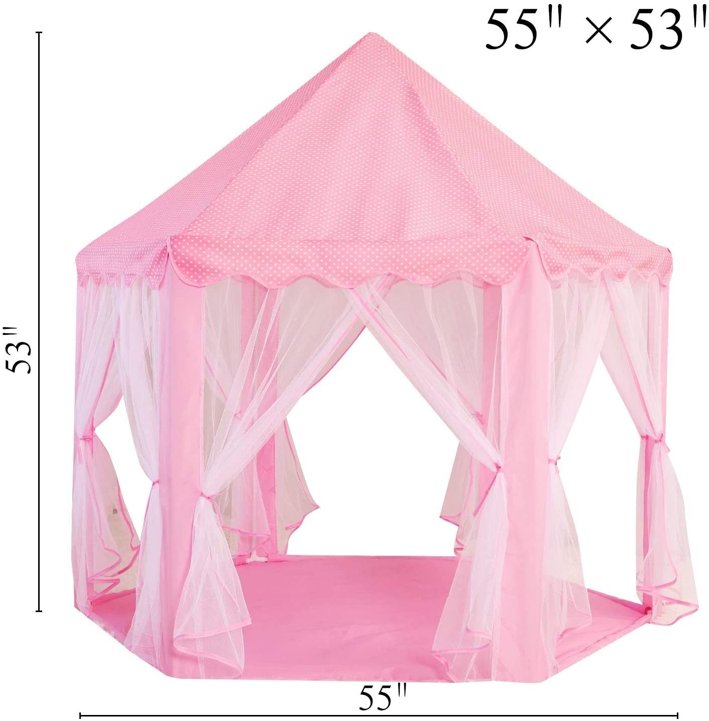 Outdoor/ Indoor Portable Folding Princess Castle Tent w/ Warm LED Star Lights