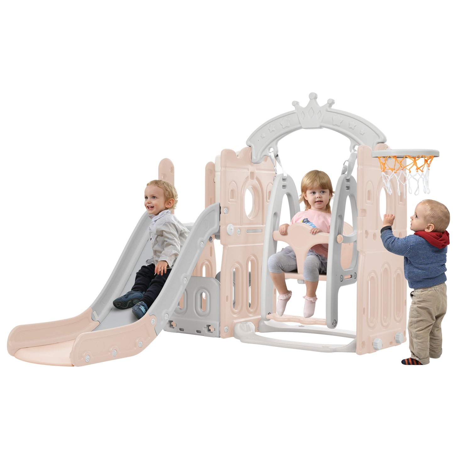 5 in 1 Playground Climber Slide and Swing Set