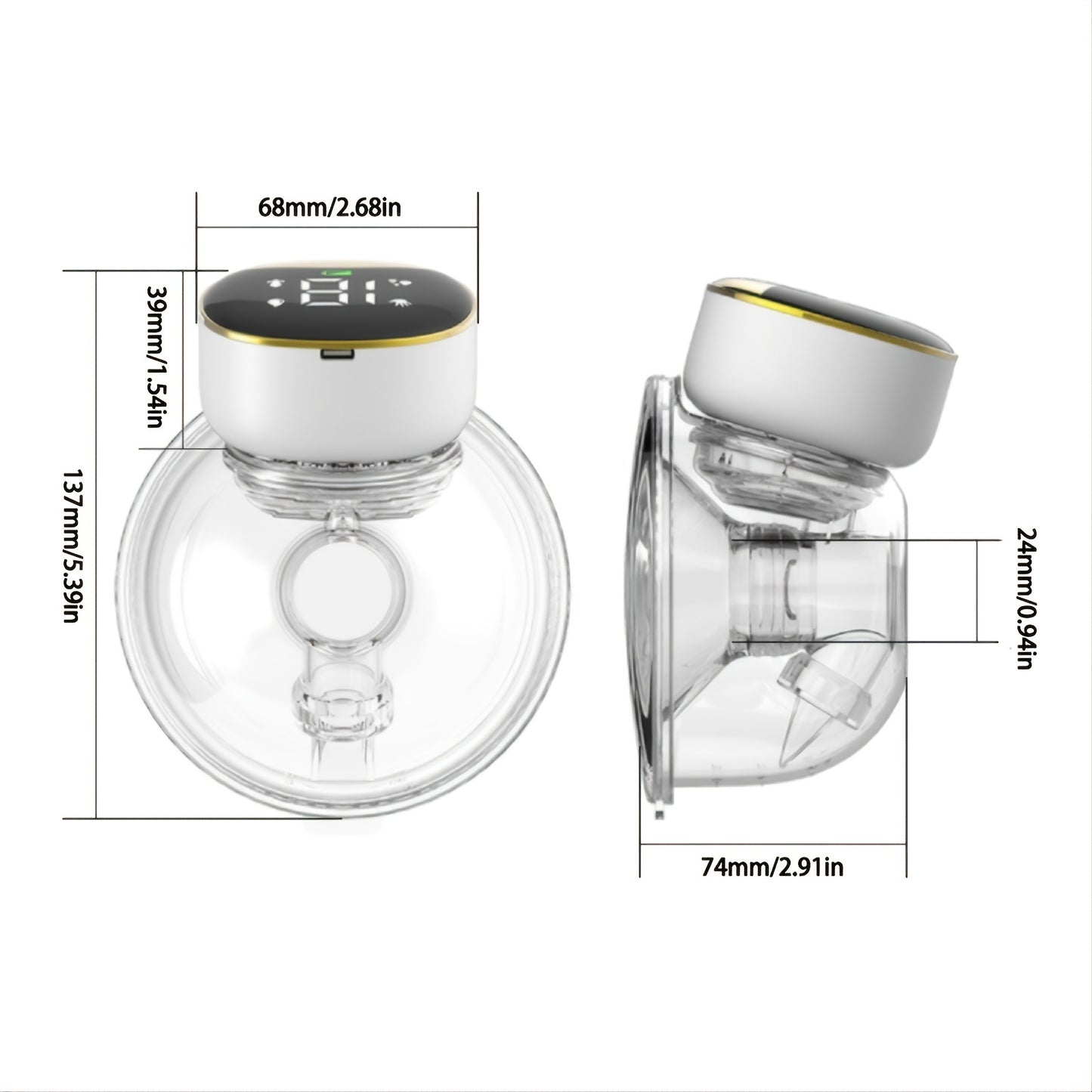 Low-Noise And Painless Hands Free Electric Wearable Breast Pump With 4 Mode & 12 Levels