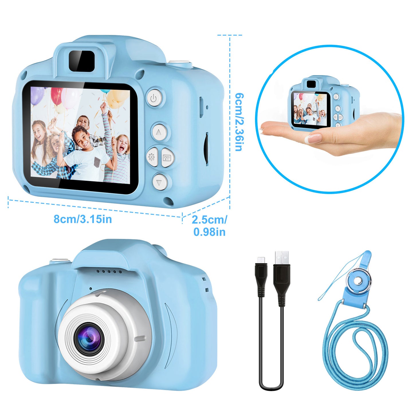 Kids Digital Camera w/ 2.0' Screen 12MP 1080P FHD Video w/ 4X Digital Zoom & Games