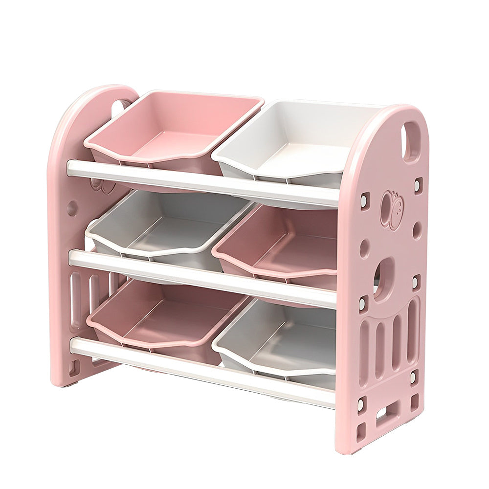 Kids Toy Storage Organizer with 6 Bins (Pink)