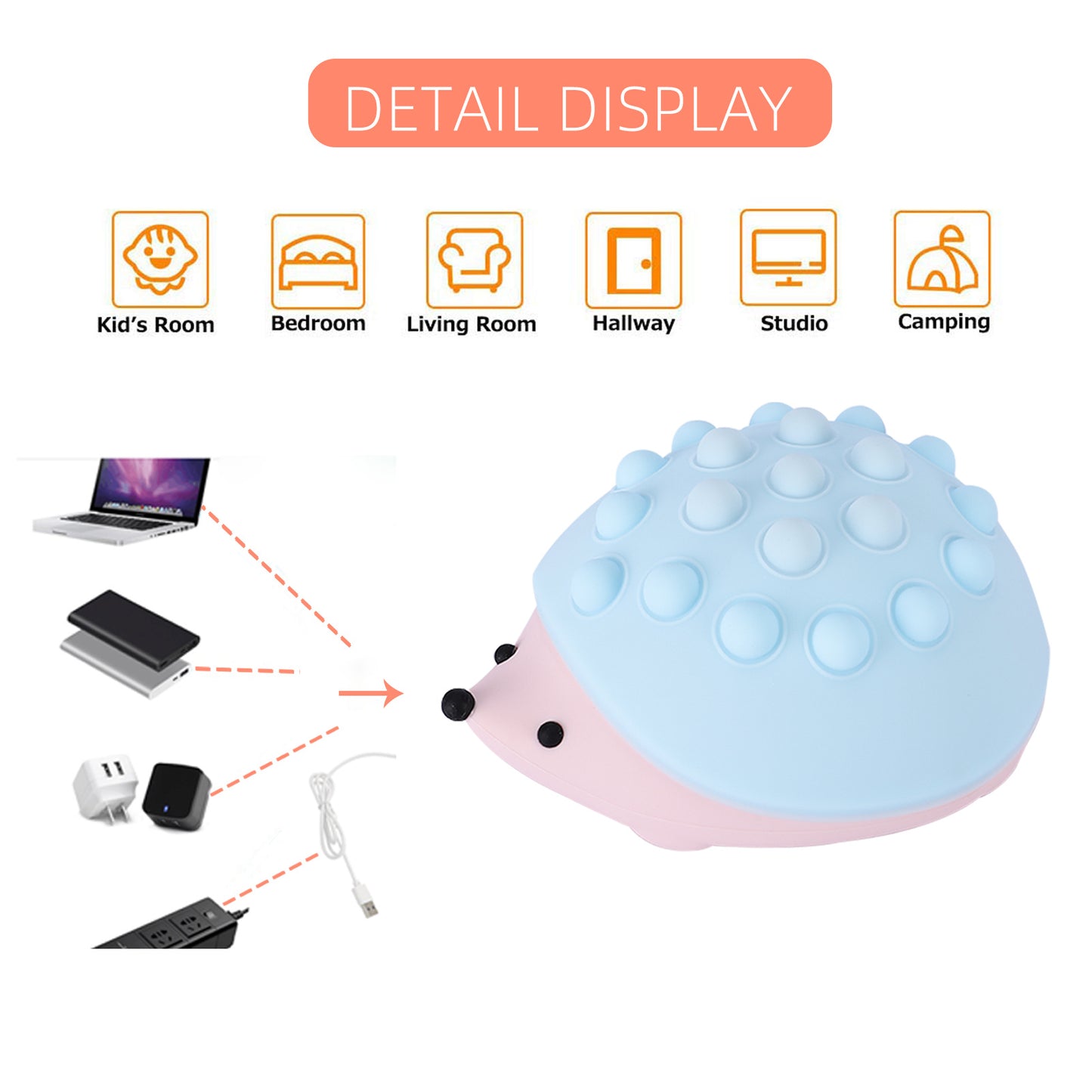 Colorful Dimmable Bedroom Hedgehog Nightlights