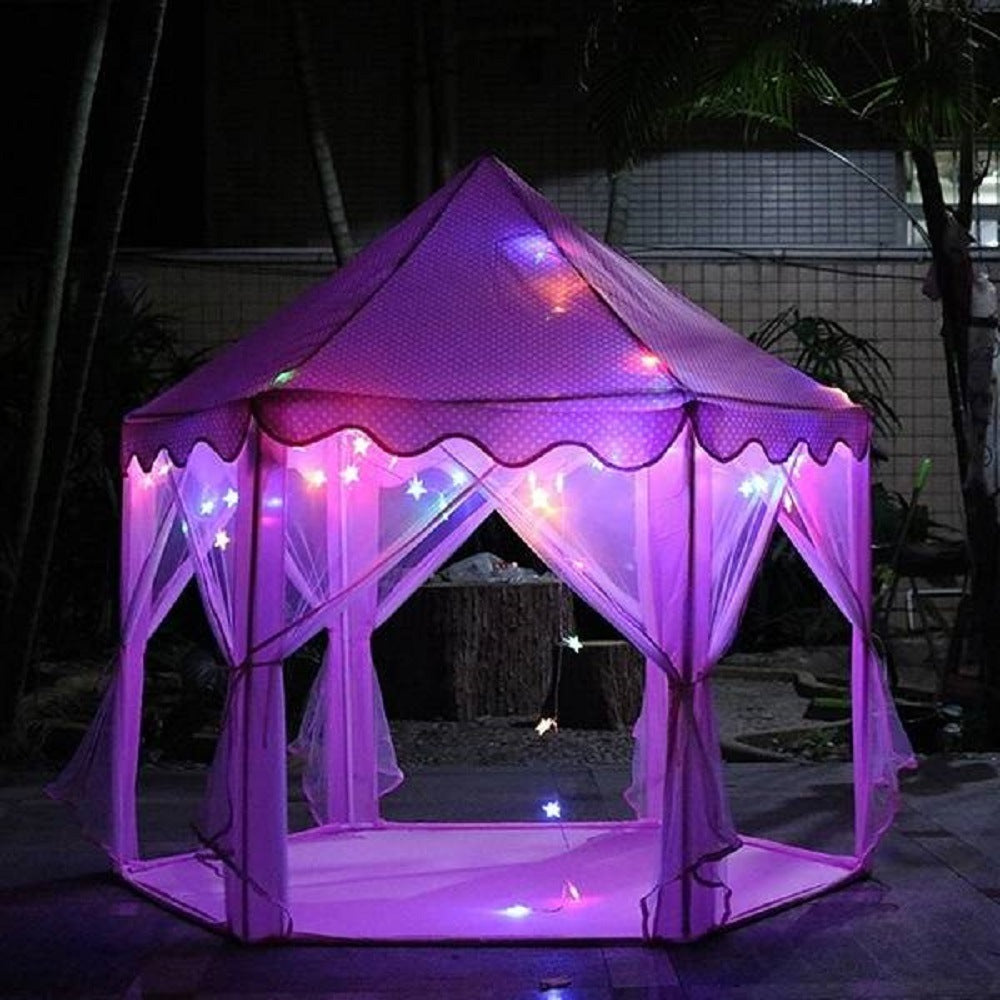 Outdoor/ Indoor Portable Folding Princess Castle Tent (LED Star Lights)