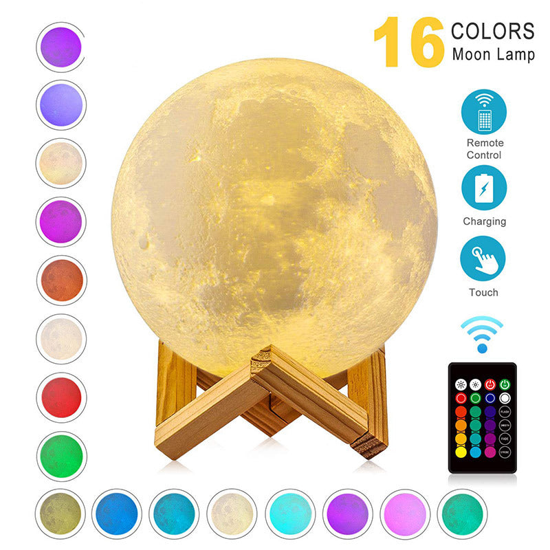 Rechargeable Bedside 3D Moonlight LED Dimmable Night Light