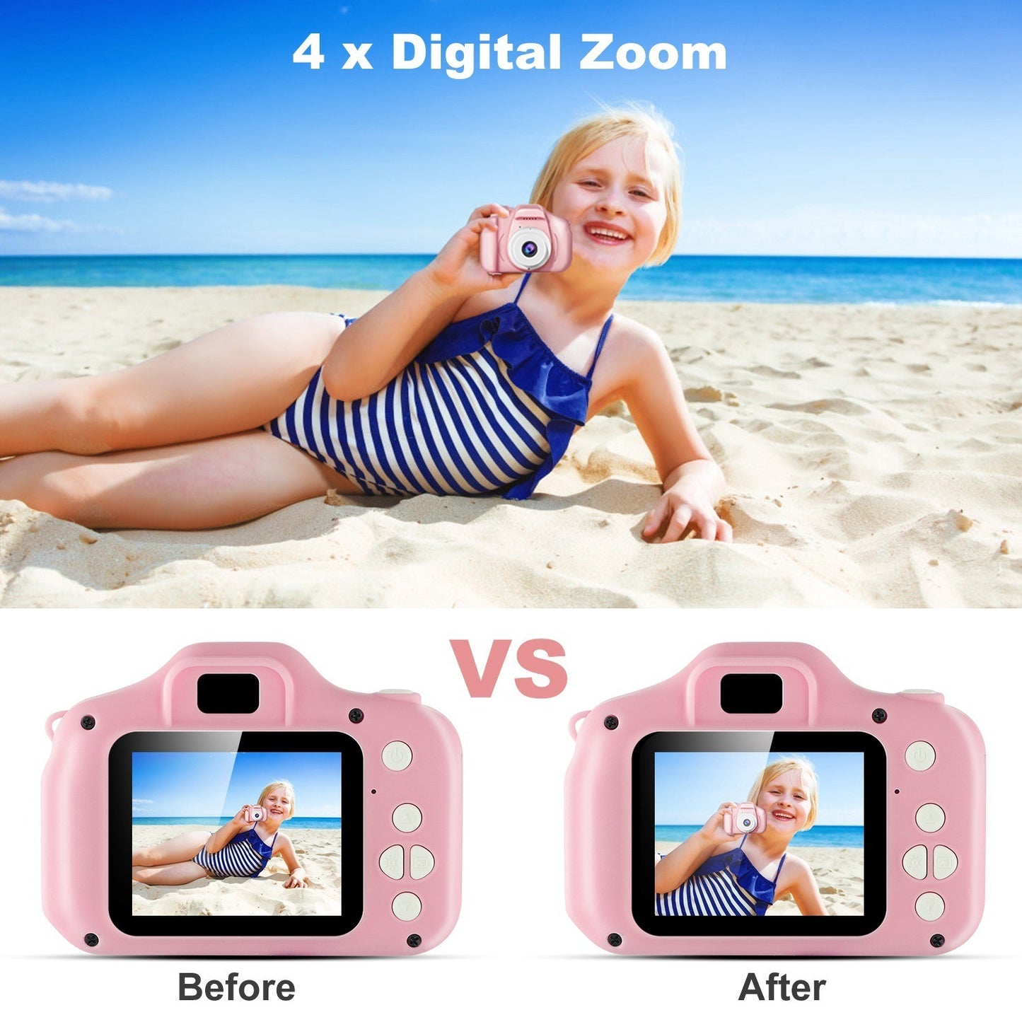 Kids Digital Camera w/ 2.0' Screen 12MP 1080P FHD Video w/ 4X Digital Zoom & Games