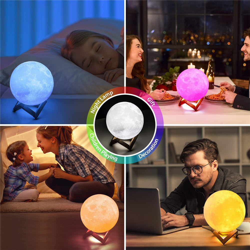 Rechargeable Bedside 3D Moonlight LED Dimmable Night Light