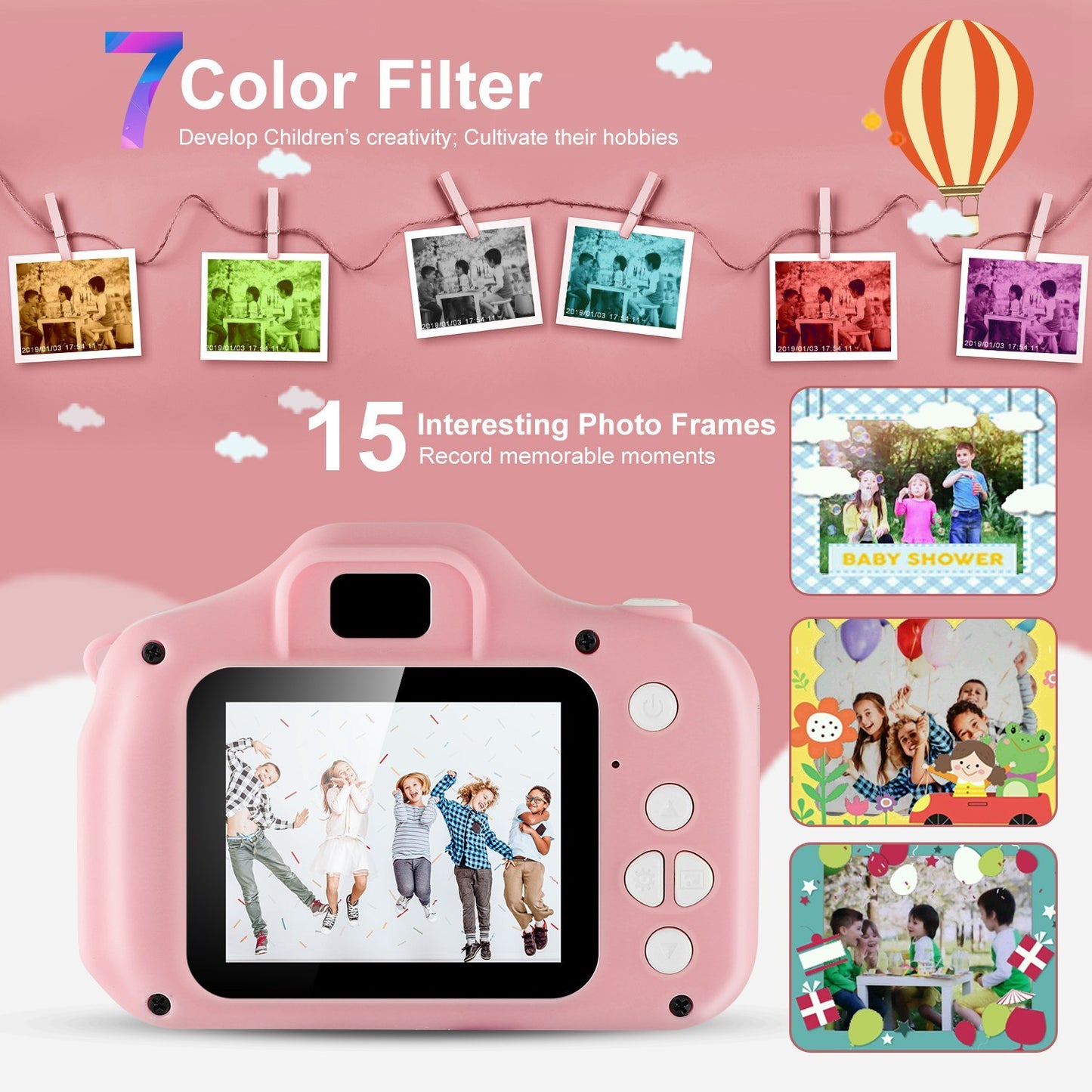 Kids Digital Camera w/ 2.0' Screen 12MP 1080P FHD Video Camera 4X Digital Zoom