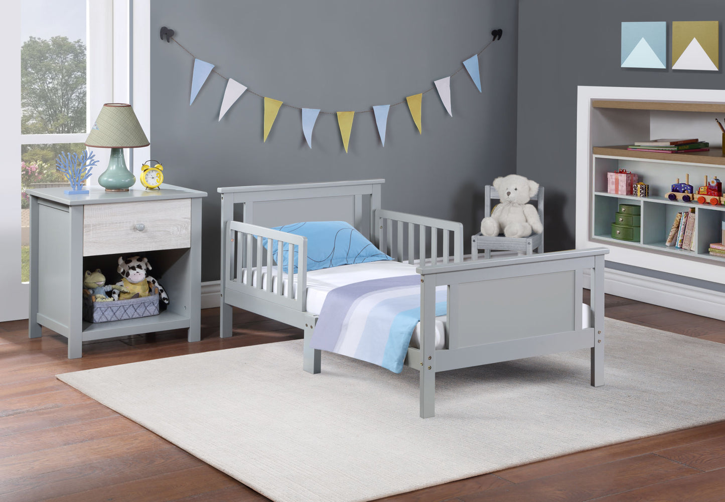 Connelly Reversible Panel Toddler Bed (Gray/Rockport Gray)