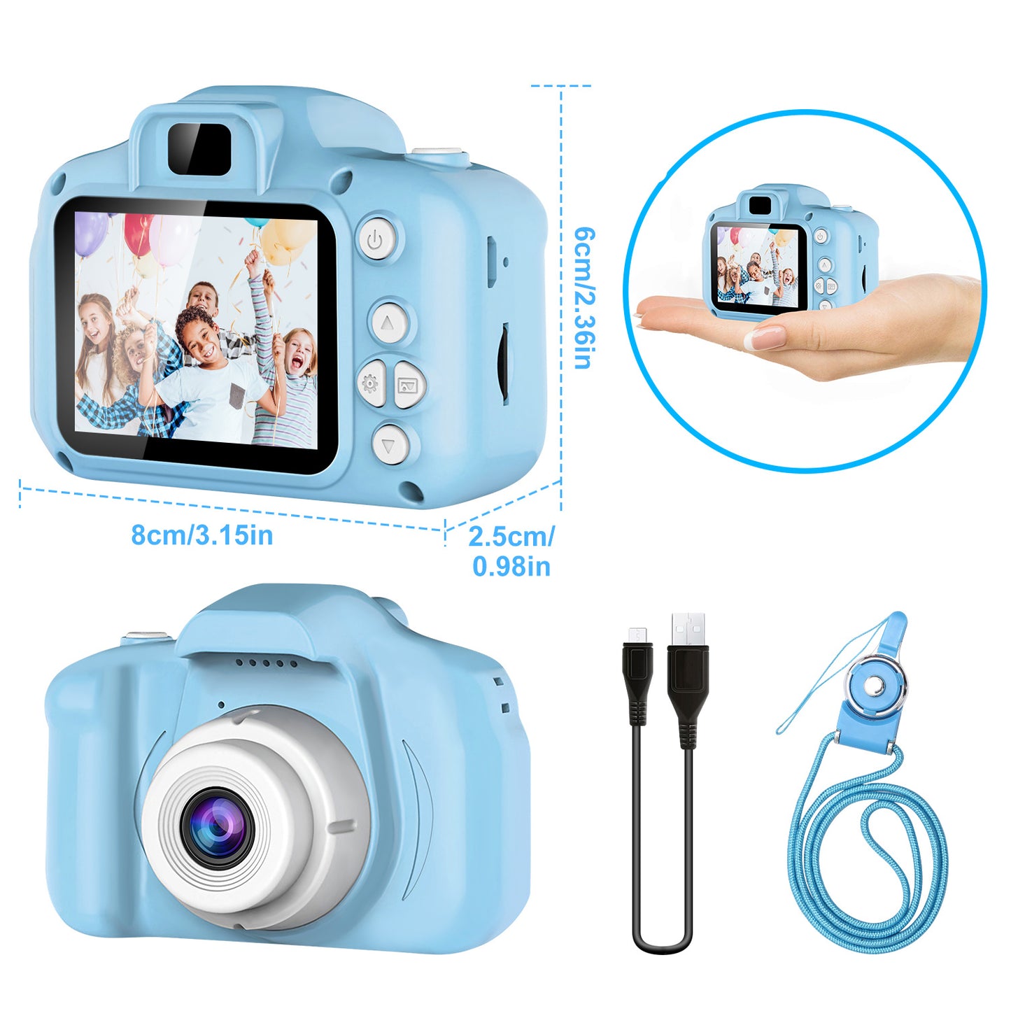 Kids Digital Camera w/ 2.0' Screen 12MP 1080P FHD Video Camera 4X Digital Zoom