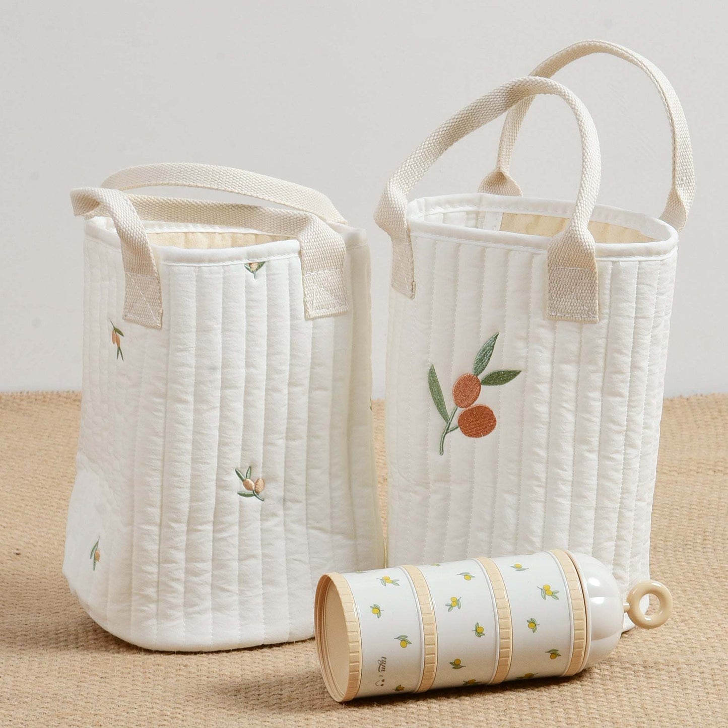 Embroidered Baby Bottle Storage Handbag With Compartment