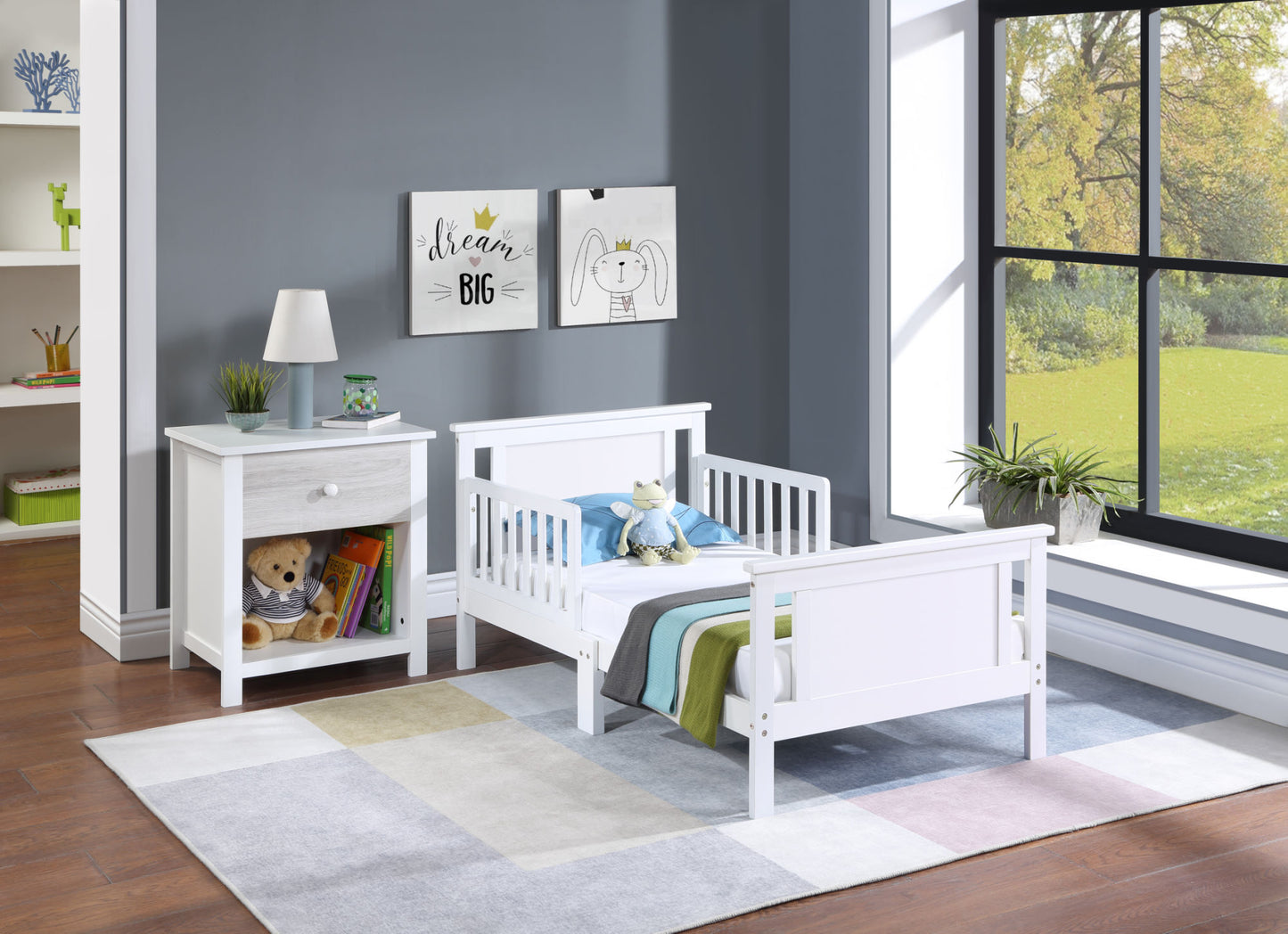 Connelly Reversible Panel Toddler Bed (White/Rockport Gray)