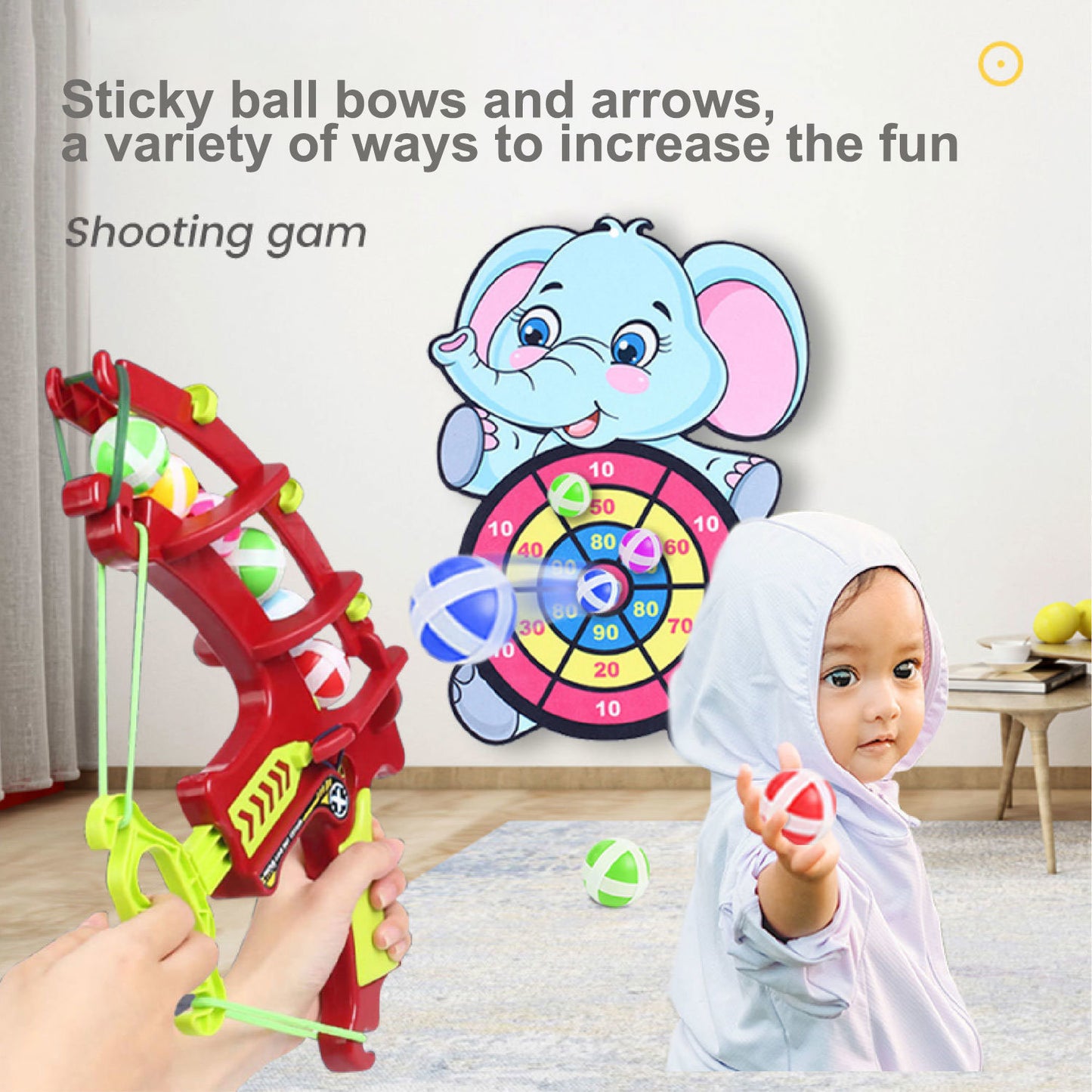 Montessori Throw Sport Slingshot Target Sticky Ball (12 balls) Dartboard