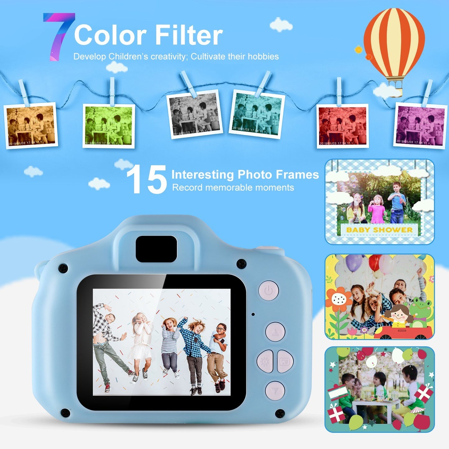 Kids Digital Camera w/ 2.0' Screen 12MP 1080P FHD Video Camera 4X Digital Zoom