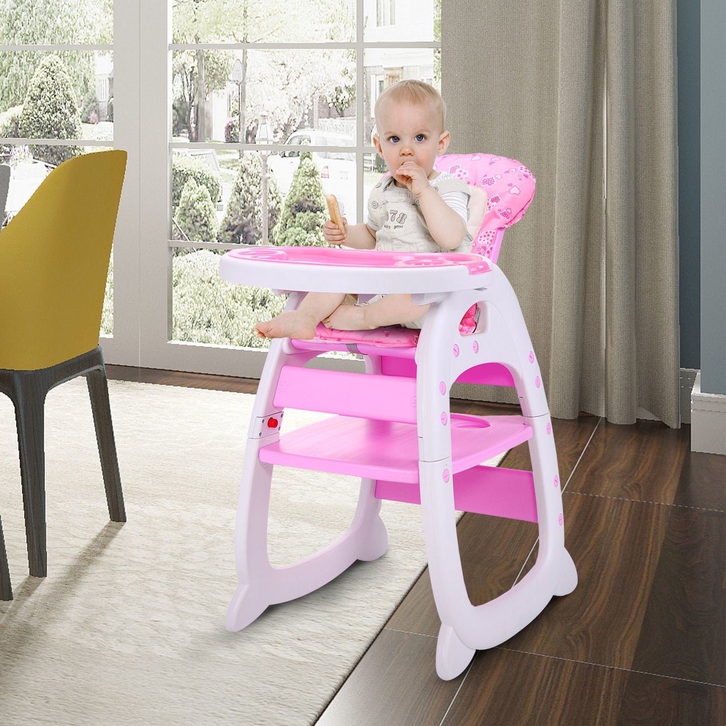 Multipurpose Adjustable Highchair, w/ Feeding Tray and 5-Point Safety Buckle XH