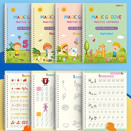 4pcs/set Kindergarten School Fadeable Practice Copybook