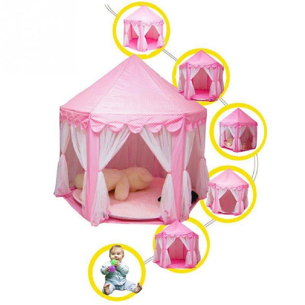 Outdoor/ Indoor Portable Folding Princess Castle Tent (LED Star Lights)