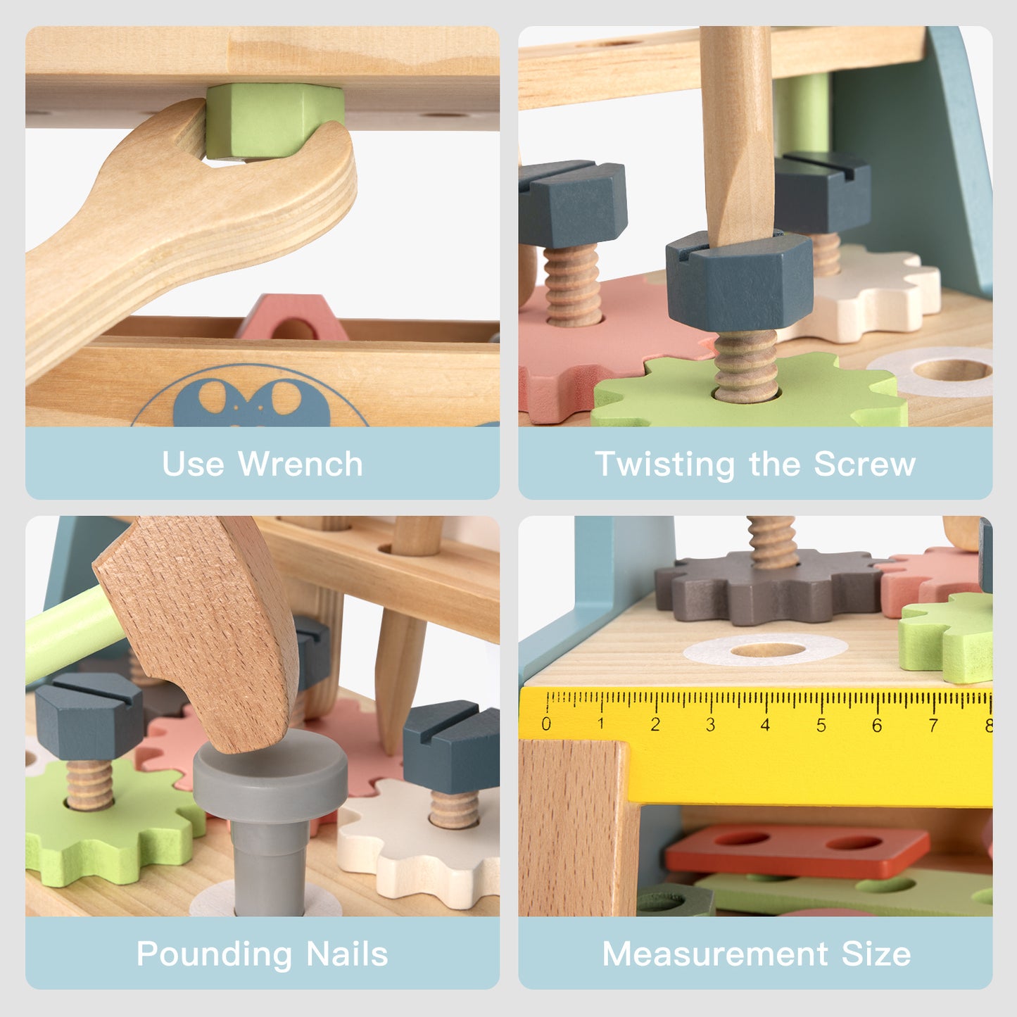 ROBUD Mini Wooden Play Tool Workbench Set