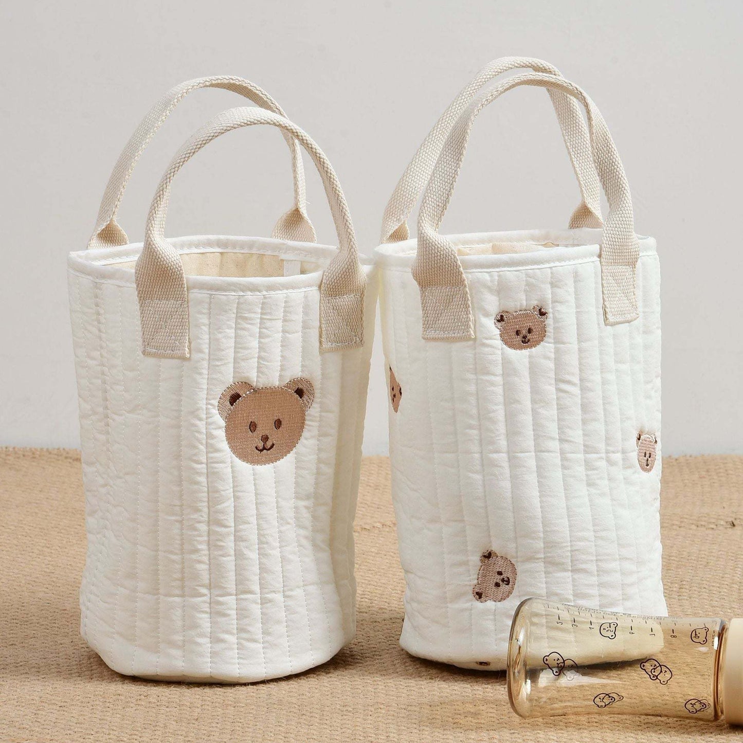 Embroidered Baby Bottle Storage Handbag With Compartment