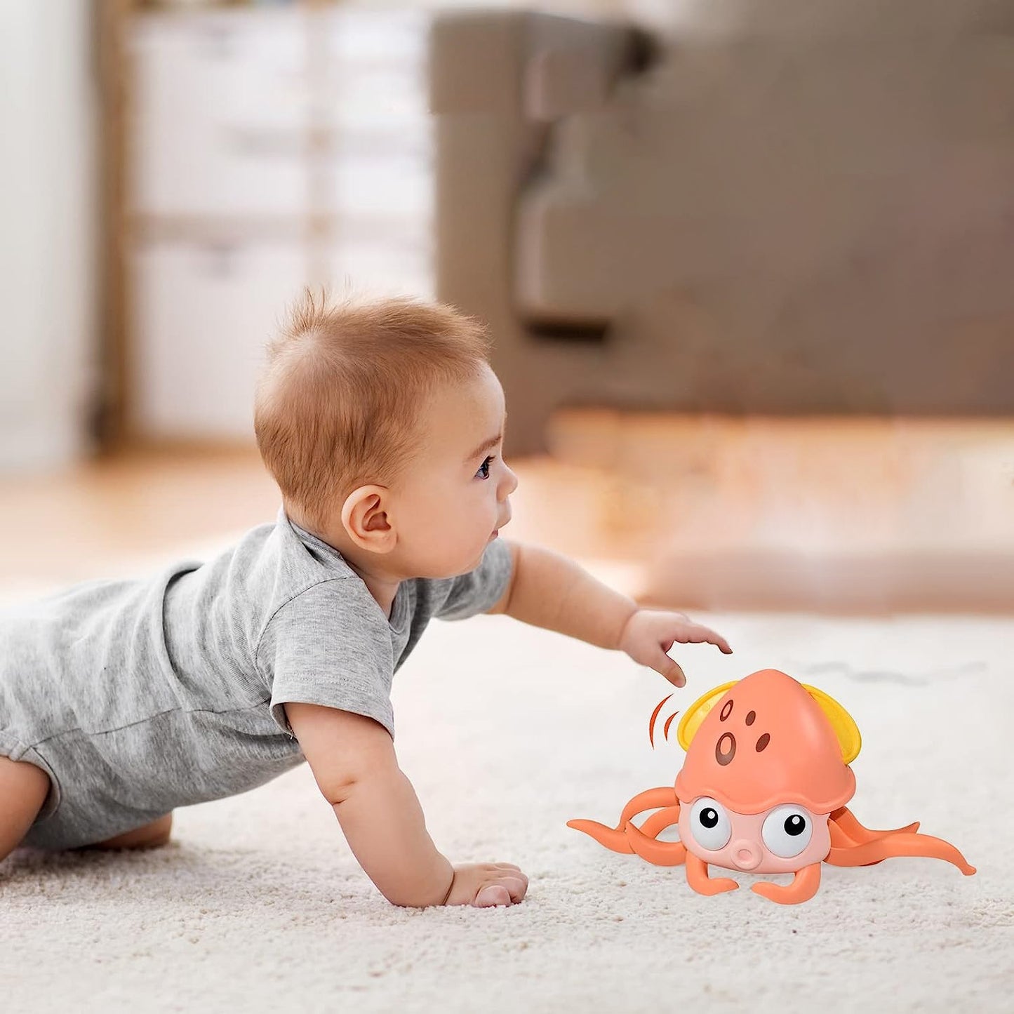 Rechargeable Baby Crawling Octopus Toy with Music LED Lighting