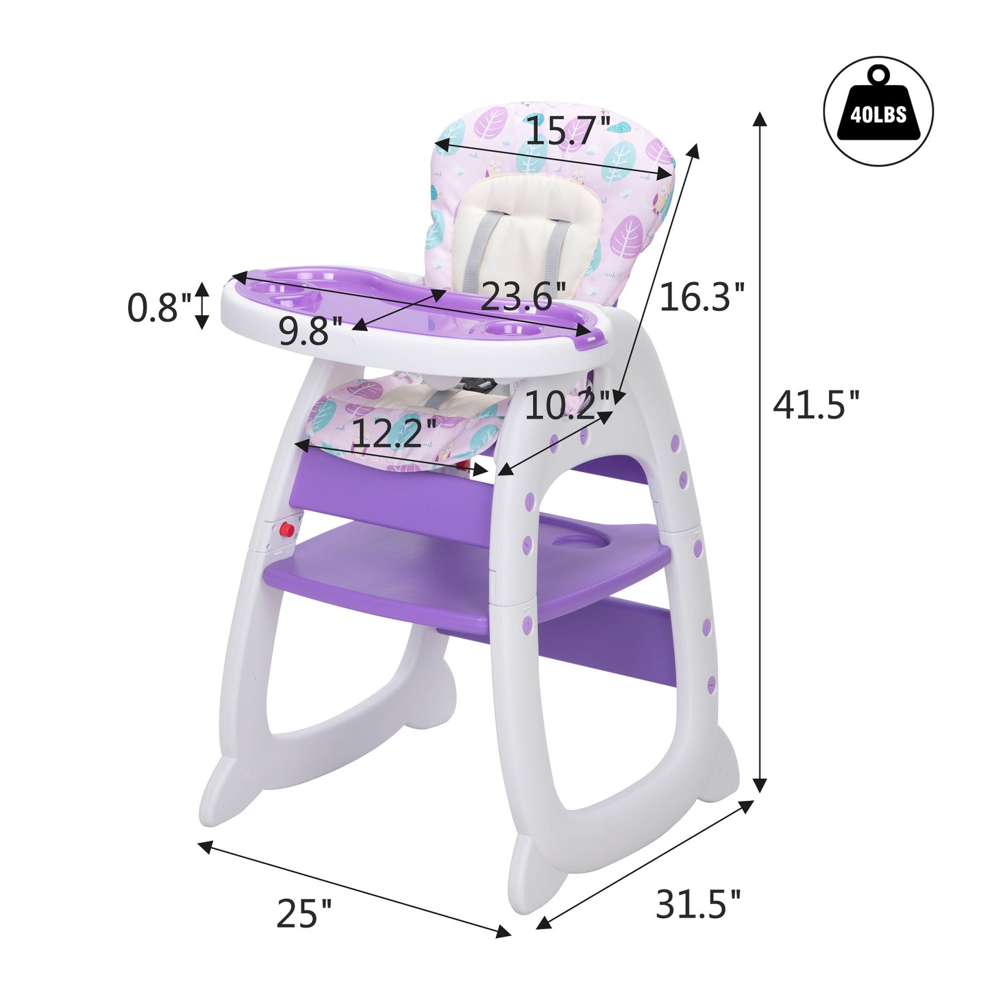 Multipurpose Adjustable Highchair, w/ Feeding Tray and 5-Point Safety Buckle XH