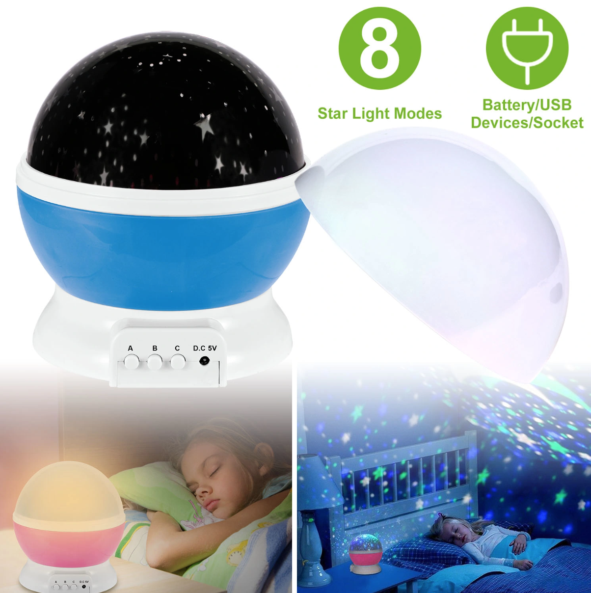 LED Star Sky Rotating Projector Night Light