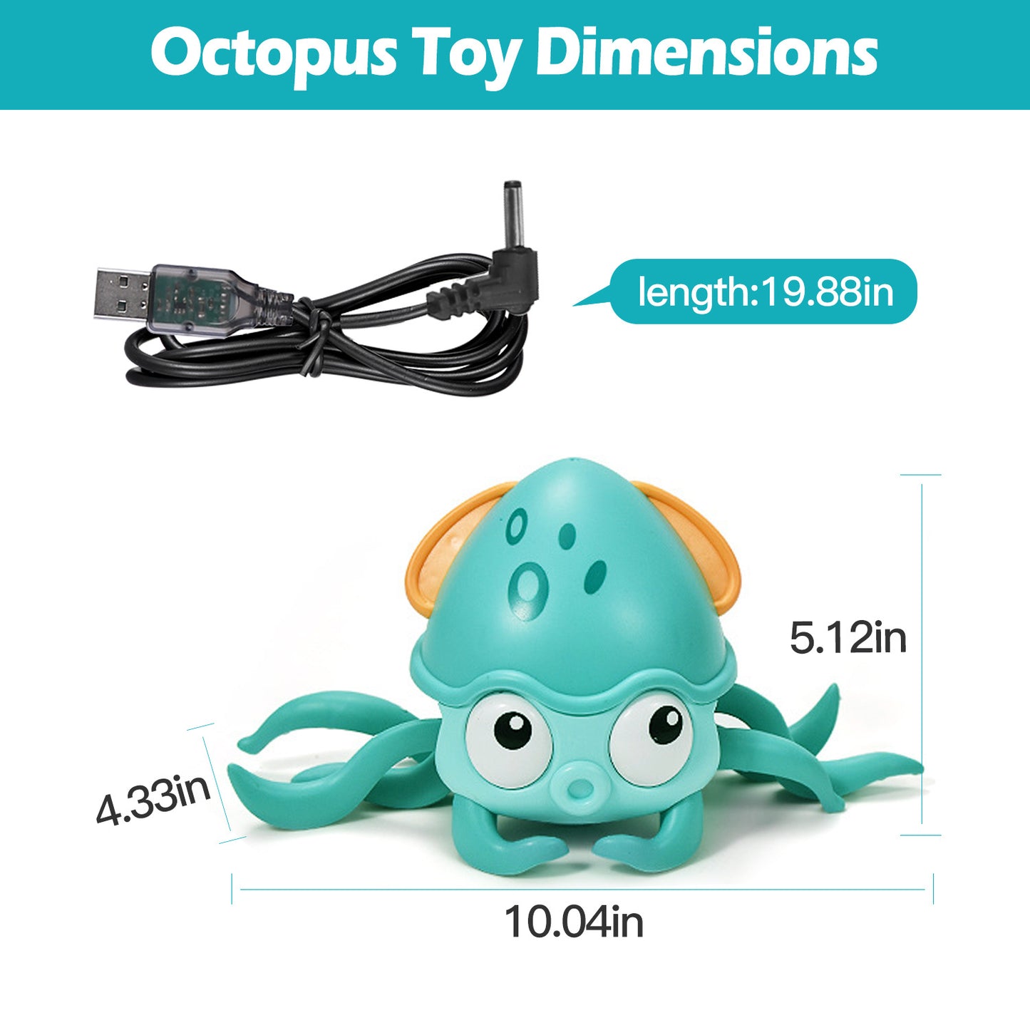 Rechargeable Baby Crawling Octopus Toy with Music LED Lighting