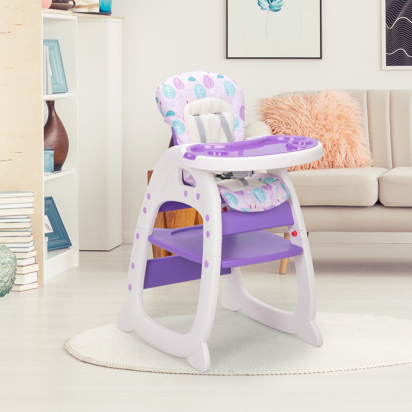 Multipurpose Adjustable Highchair, w/ Feeding Tray and 5-Point Safety Buckle XH