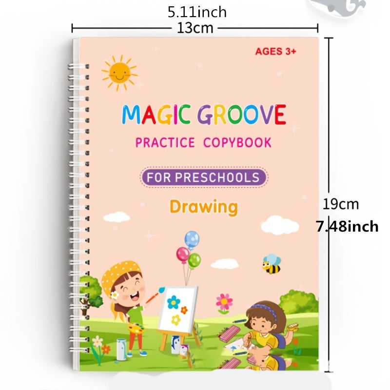 4pcs/set Kindergarten School Fadeable Practice Copybook