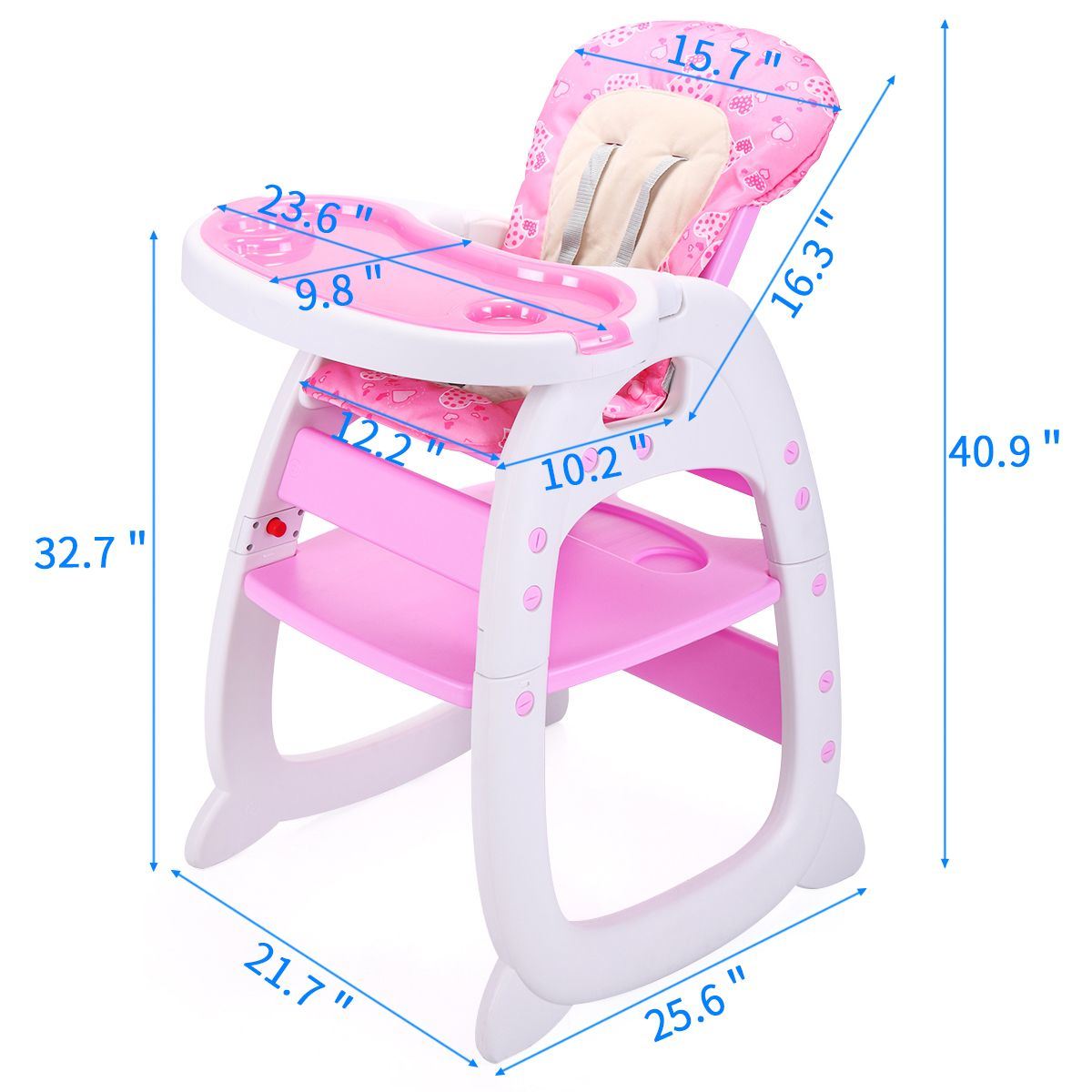 Multipurpose Adjustable Highchair, w/ Feeding Tray and 5-Point Safety Buckle XH