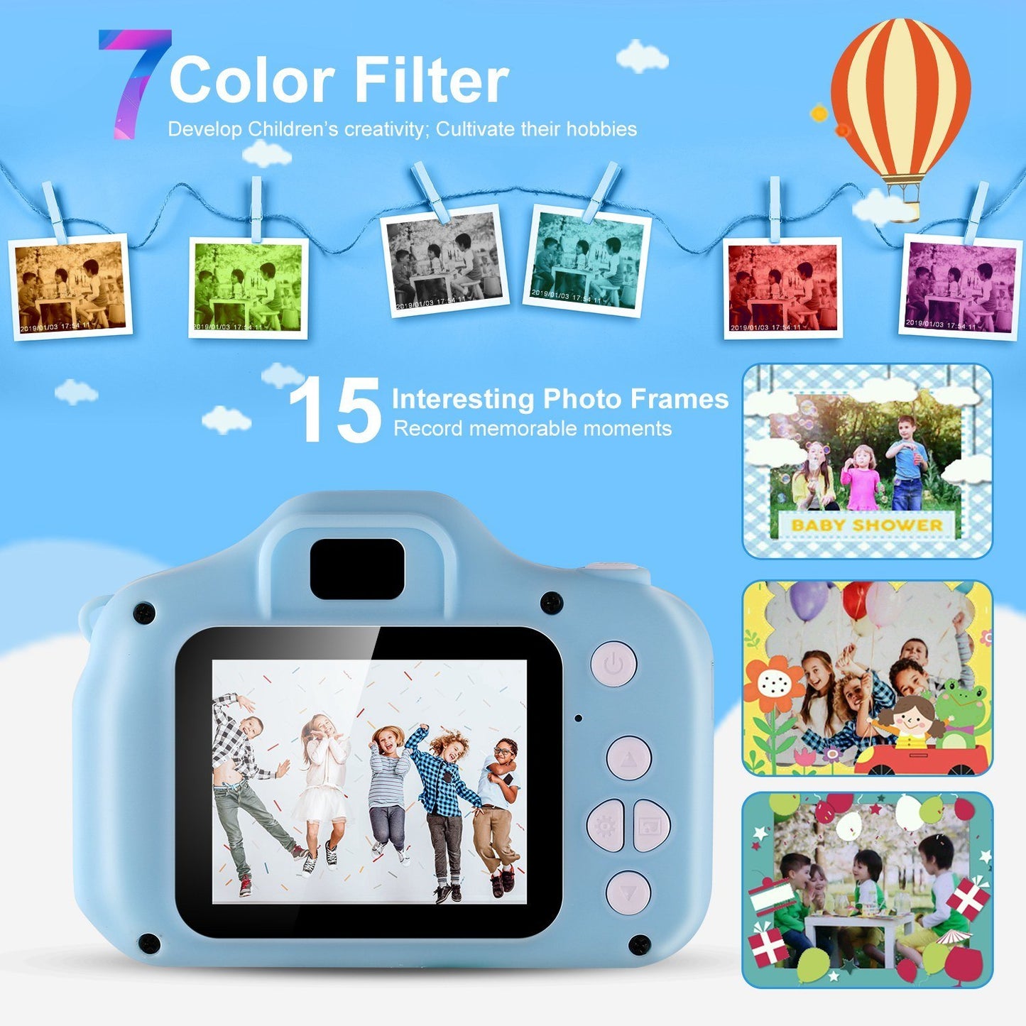 Kids Digital Camera w/ 2.0' Screen 12MP 1080P FHD Video w/ 4X Digital Zoom & Games