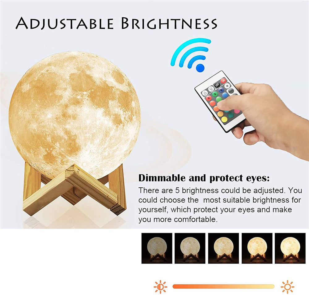 Rechargeable Bedside 3D Moonlight LED Dimmable Night Light