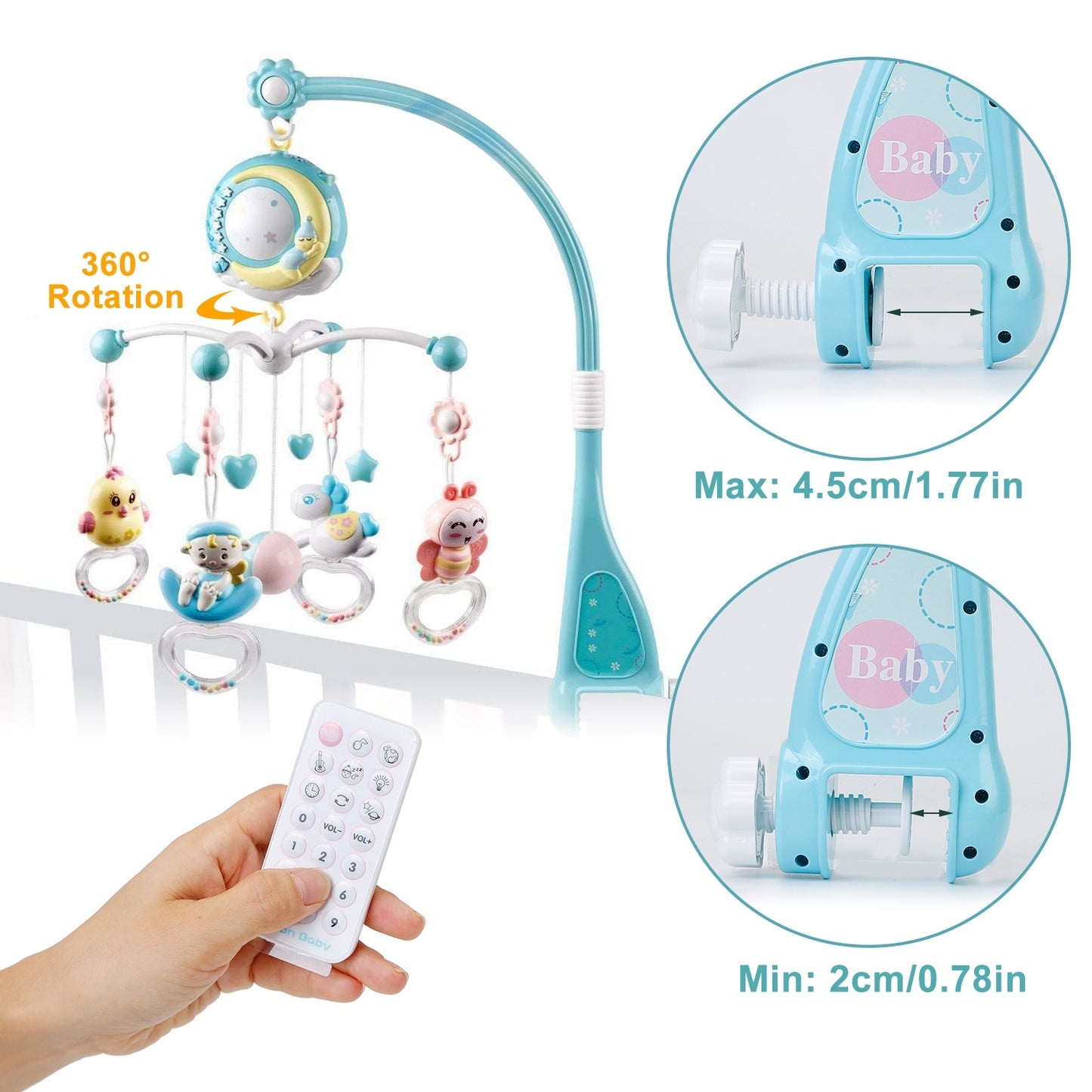 Musical Rotating Crib Mobile w/ Star Projection