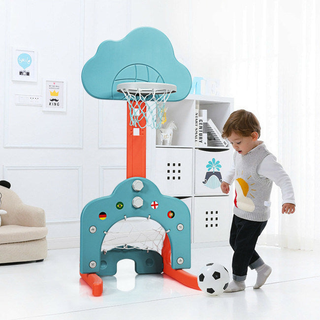 3-in-1 Kids Adjustable Basketball Hoop Set with Balls