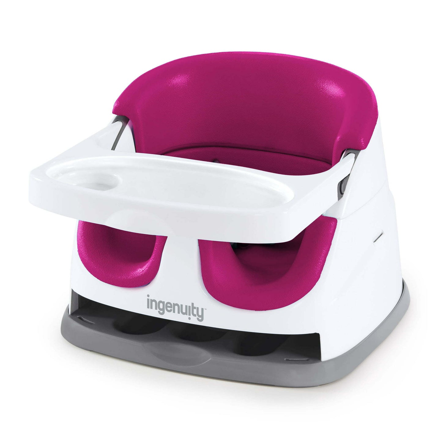 Ingenuity Baby Base 2-in-1 Booster Feeding High Chair and Floor Seat with Self-Storing Tray (Pink Flambe)