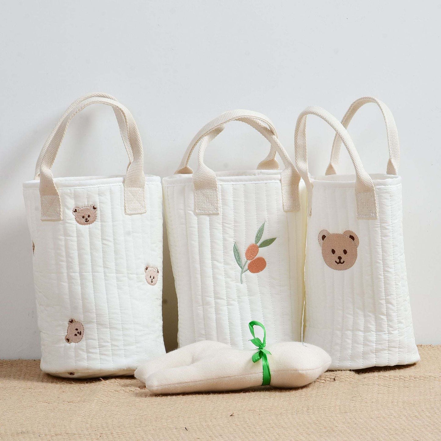 Embroidered Baby Bottle Storage Handbag With Compartment