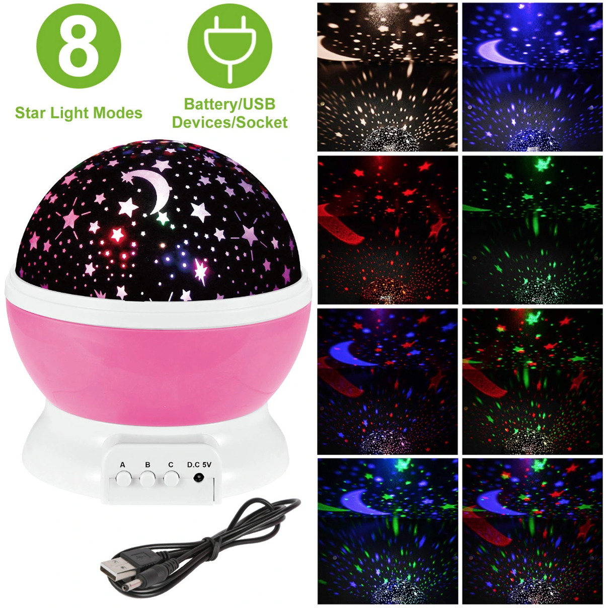 LED Star Sky Rotating Projector Night Light