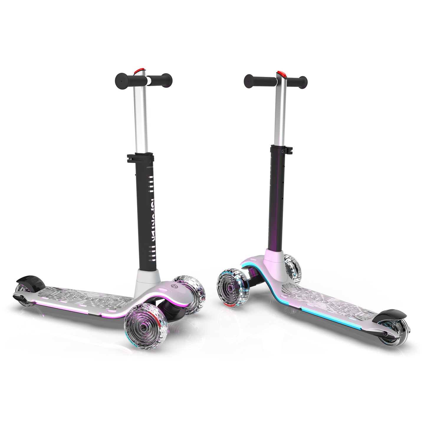 3 wheel scooter with Light Up Wheels; Foldable; Adjustable w/ Anti-Slip Deck