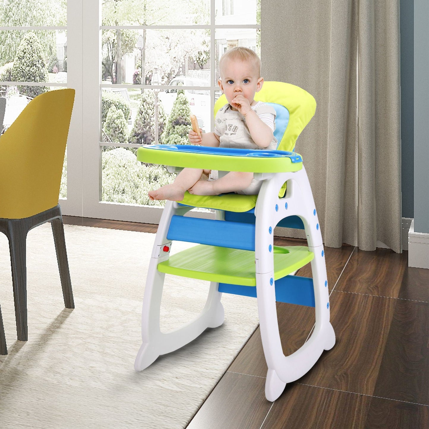 Multipurpose Adjustable Highchair, w/ Feeding Tray and 5-Point Safety Buckle XH