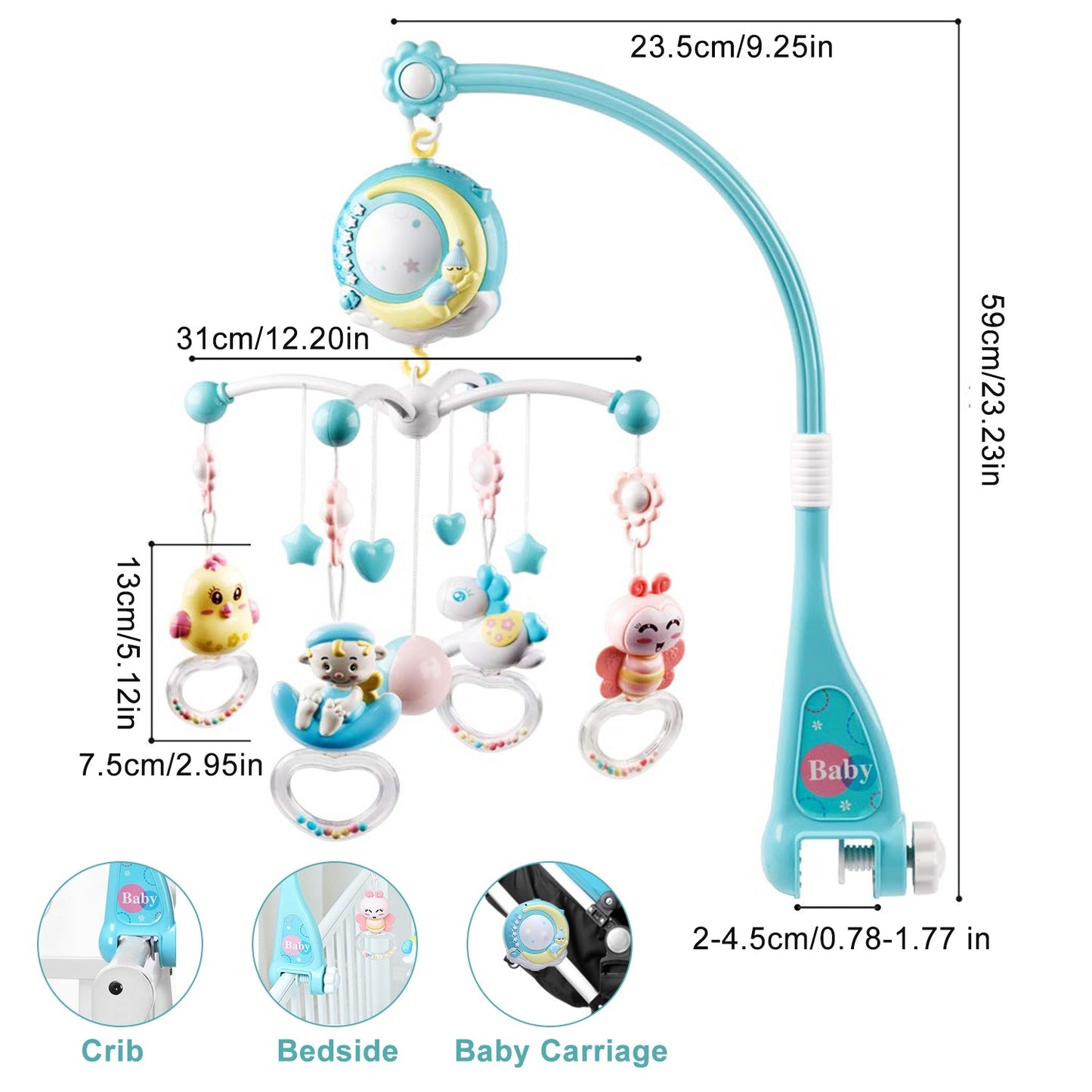 Musical Rotating Crib Mobile w/ Star Projection